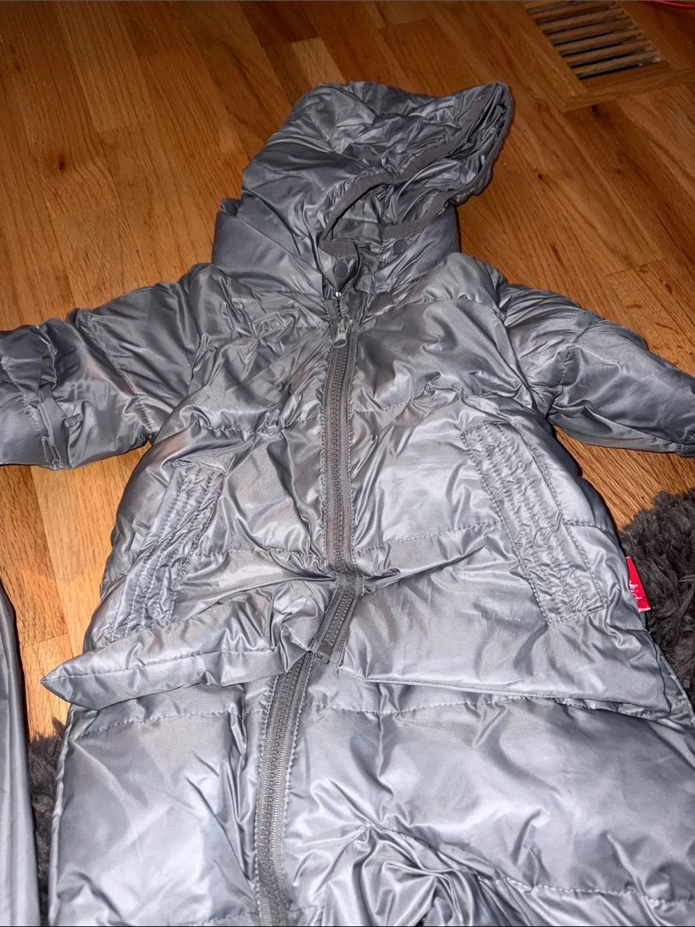 Gray Infant One Suit Road Coat with Hood - 6-12 months